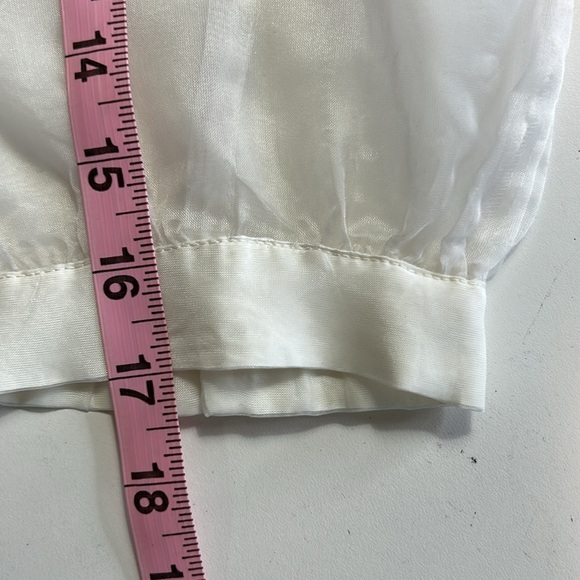 JUDY BOND VINTAGE 1950s?  EMBROIDERED SHEER SLEEVE BLOUSE SECRETARY BOW SZ 14/34 - Picture 14 of 16